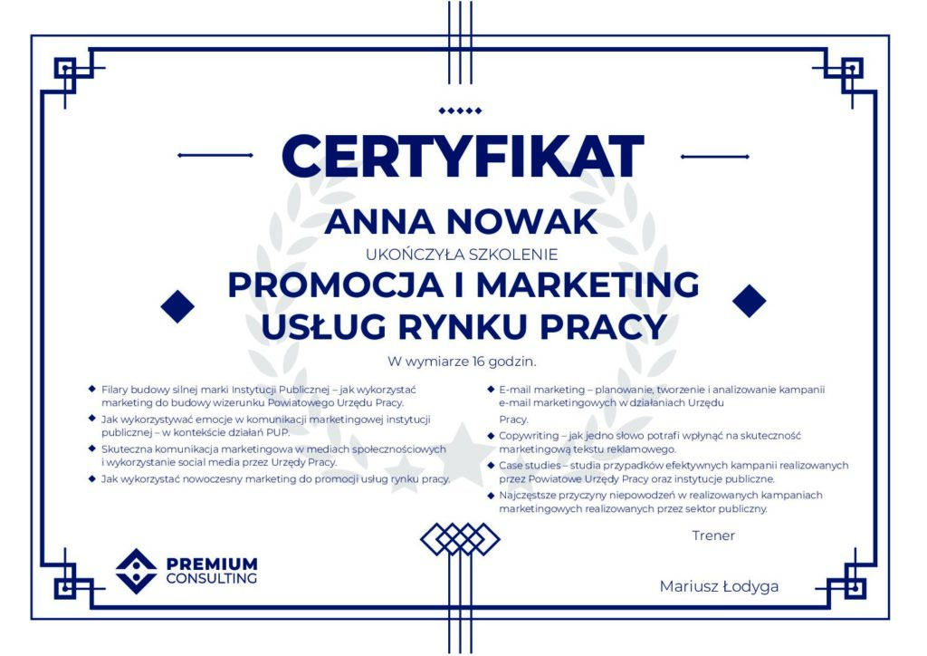 Certyfikat pup pdf - Nowoczesny marketing Urzędu Pracy