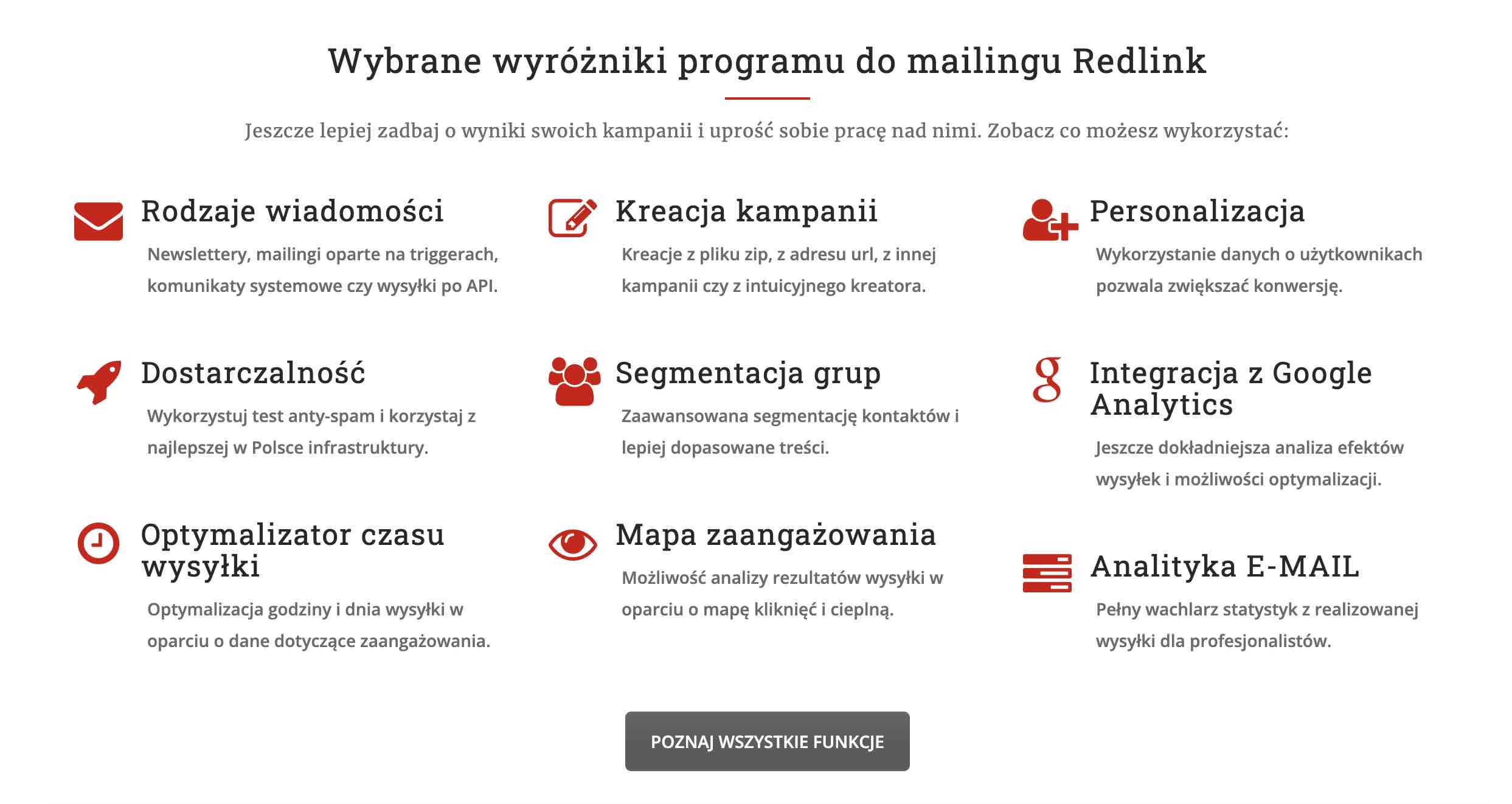 REDLINK – oferta – narzędzia do e-mail marketingu