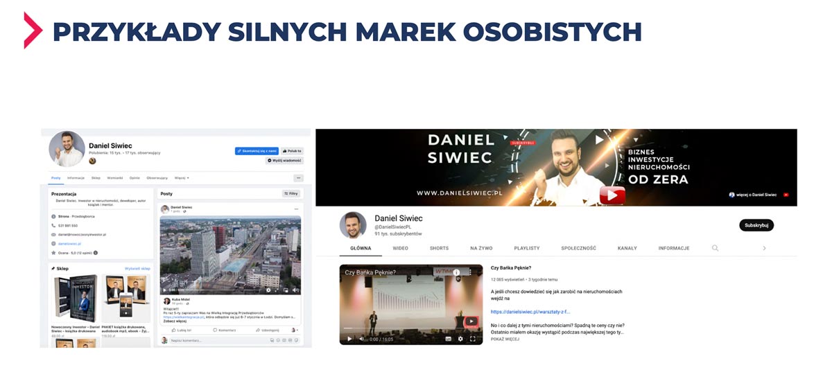 Daniel Siwiec - przykład marki osobistej - profile w social mediach