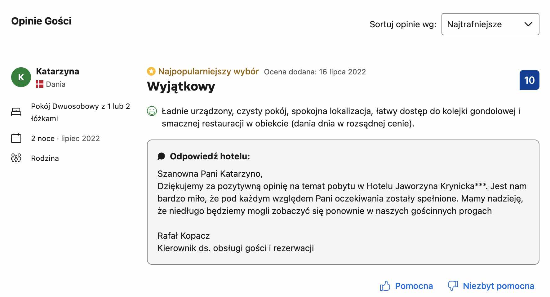 hotel jaworzyna krynicka przykład 3 – zmot