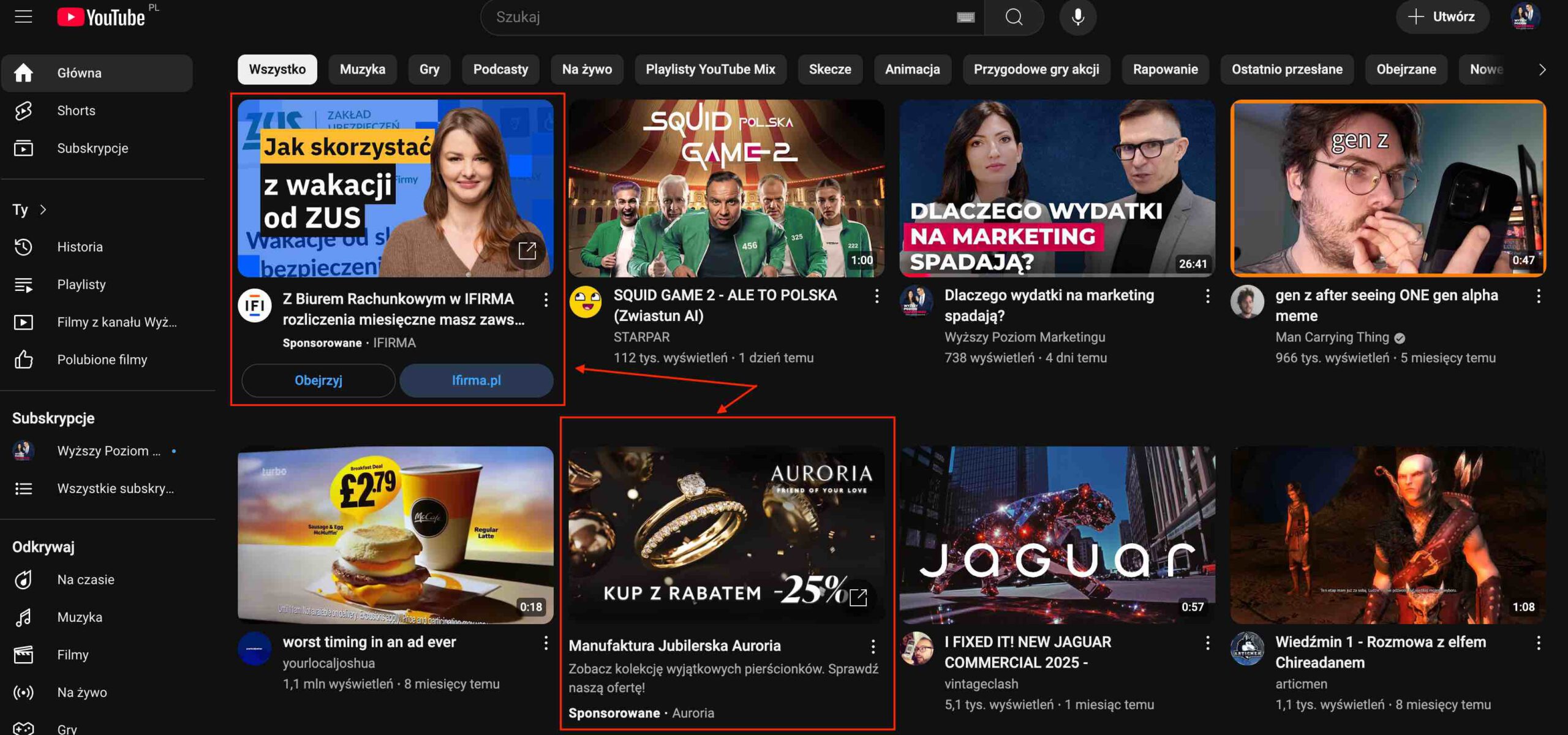 reklamy na youtube – ślepota banerowa